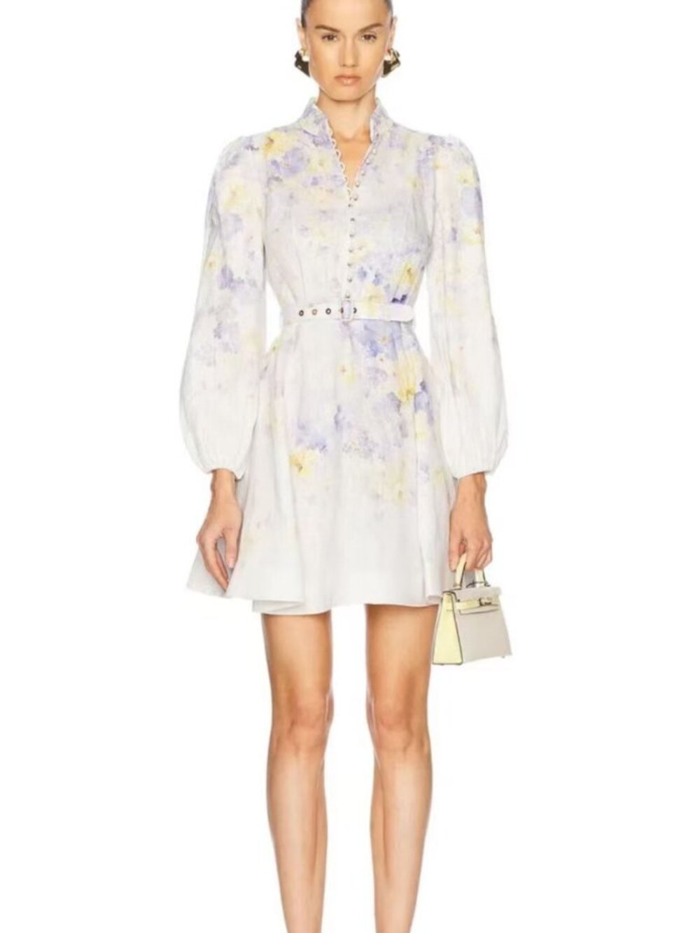 ZIMMERMANN Blue Floral Dress with Belt   Size 1